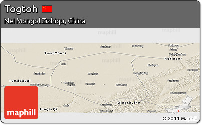 Shaded Relief Panoramic Map of Togtoh