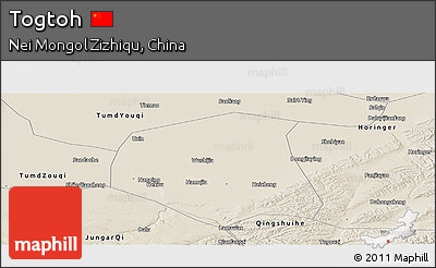 Shaded Relief Panoramic Map of Togtoh