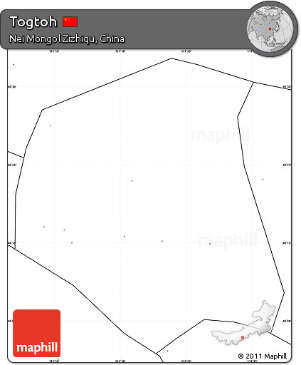 Blank Simple Map of Togtoh, no labels