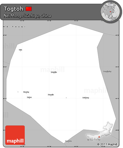 Gray Simple Map of Togtoh