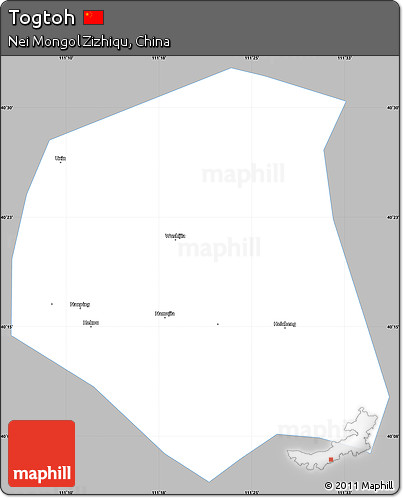 Gray Simple Map of Togtoh, single color outside