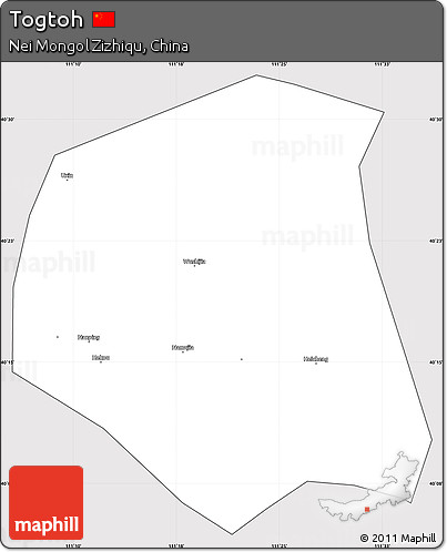 Silver Style Simple Map of Togtoh, cropped outside