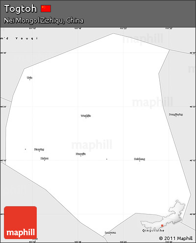 Silver Style Simple Map of Togtoh