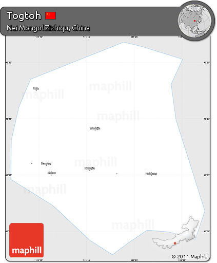 Silver Style Simple Map of Togtoh, single color outside