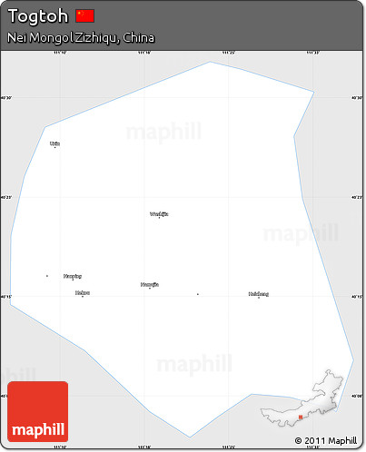 Silver Style Simple Map of Togtoh, single color outside