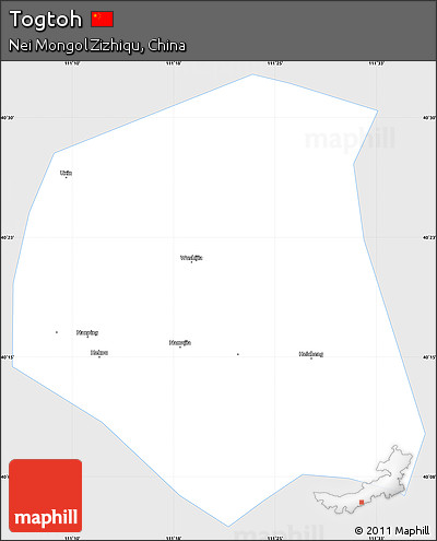 Silver Style Simple Map of Togtoh, single color outside