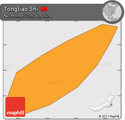 Political Simple Map of Tongliao Shi, cropped outside