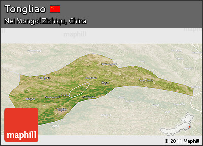 Satellite 3D Map of Tongliao, lighten