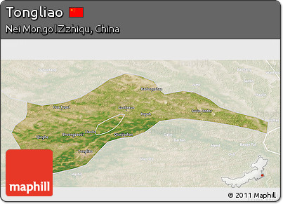 Satellite 3D Map of Tongliao, lighten