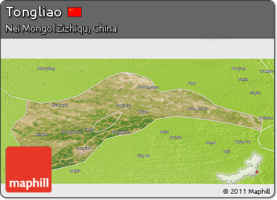 Satellite 3D Map of Tongliao, physical outside