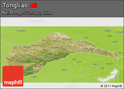 Satellite 3D Map of Tongliao, physical outside
