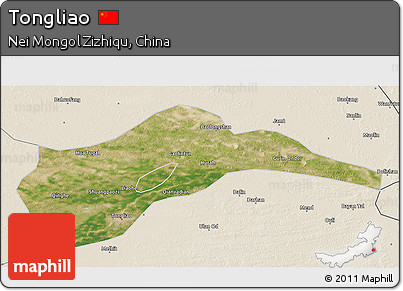 Satellite 3D Map of Tongliao, shaded relief outside
