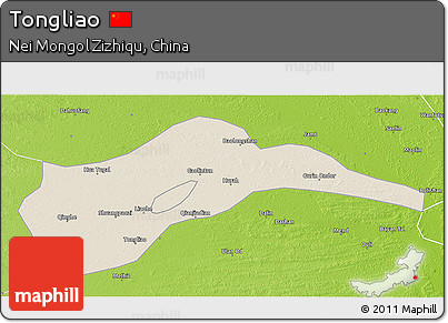 Shaded Relief 3D Map of Tongliao, physical outside