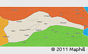 Shaded Relief 3D Map of Tongliao, political outside
