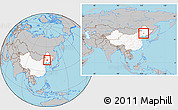 Gray Location Map of Tongliao, highlighted country, within the entire country