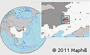 Gray Location Map of Tongliao, highlighted country, highlighted parent region