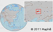 Gray Location Map of Tongliao, hill shading