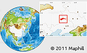 Physical Location Map of Tongliao, highlighted country