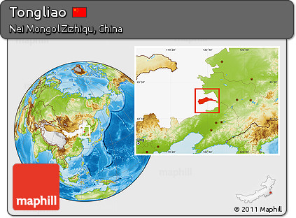 Physical Location Map of Tongliao, highlighted parent region