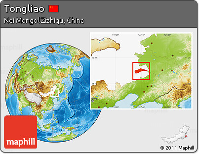 Physical Location Map of Tongliao, highlighted parent region