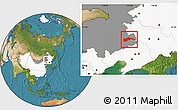 Satellite Location Map of Tongliao, highlighted country, highlighted parent region