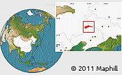 Satellite Location Map of Tongliao, highlighted country