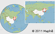 Savanna Style Location Map of Tongliao, highlighted country, within the entire country