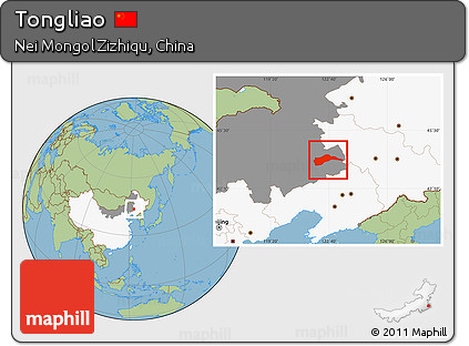 Savanna Style Location Map of Tongliao, highlighted country, highlighted parent region