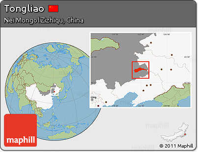 Savanna Style Location Map of Tongliao, highlighted country, highlighted parent region