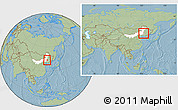 Savanna Style Location Map of Tongliao, highlighted parent region, within the entire country, hill shading