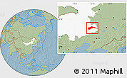 Savanna Style Location Map of Tongliao, highlighted parent region, hill shading