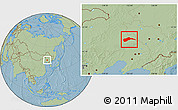 Savanna Style Location Map of Tongliao, hill shading