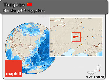Shaded Relief Location Map of Tongliao