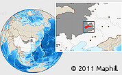 Shaded Relief Location Map of Tongliao, highlighted country, highlighted parent region