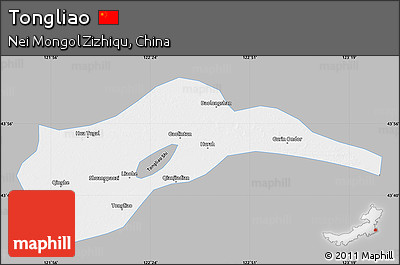 Gray Map of Tongliao, single color outside