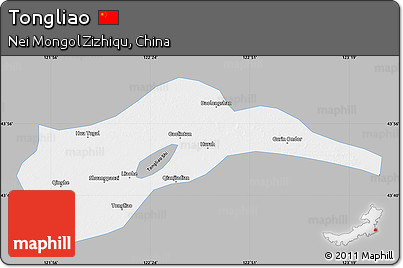 Gray Map of Tongliao, single color outside
