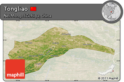 Satellite Map of Tongliao, lighten