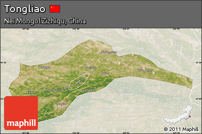 Satellite Map of Tongliao, lighten