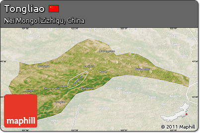 Satellite Map of Tongliao, lighten