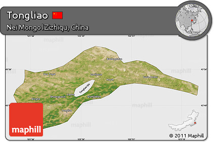 Satellite Map of Tongliao, single color outside