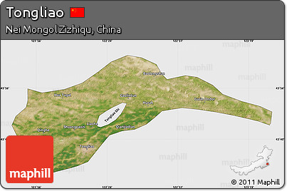 Satellite Map of Tongliao, single color outside