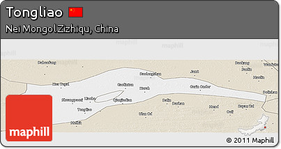 Classic Style Panoramic Map of Tongliao