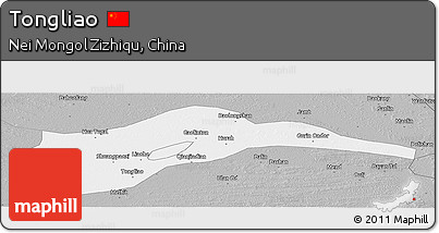 Gray Panoramic Map of Tongliao