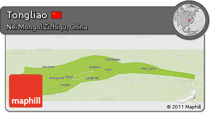 Physical Panoramic Map of Tongliao, lighten