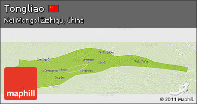 Physical Panoramic Map of Tongliao, lighten