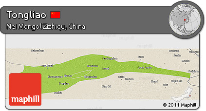 Physical Panoramic Map of Tongliao, shaded relief outside