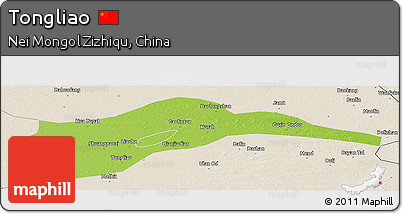 Physical Panoramic Map of Tongliao, shaded relief outside
