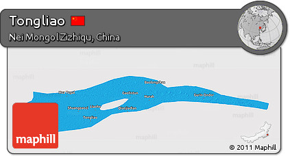 Political Panoramic Map of Tongliao, single color outside