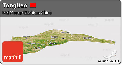 Satellite Panoramic Map of Tongliao, cropped outside