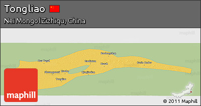Savanna Style Panoramic Map of Tongliao, single color outside